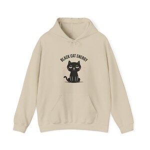 Funny Black Cat Energy Hoodie, Cute Cat Lover Gift, Cat Lady Pullover, Cat Mom Sweatshirt, Kitty Sweatshirt, Cat Vibes Jumper, Cat Clothing