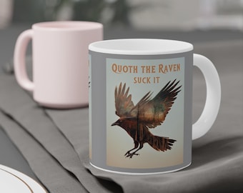 Tazza in ceramica con citazione di Edgar Alan Poe e il corvo - Regalo di letteratura gotica, tazza letteraria, tazza da caffè di Halloween, tazza con la citazione del corvo, regalo per gli amanti della poesia