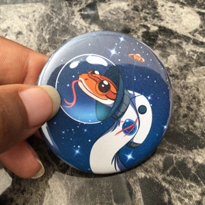 Noodle NASA 2.25in Pinback Button | Snake, Space, Danger Noodle, Astronaut, Stars