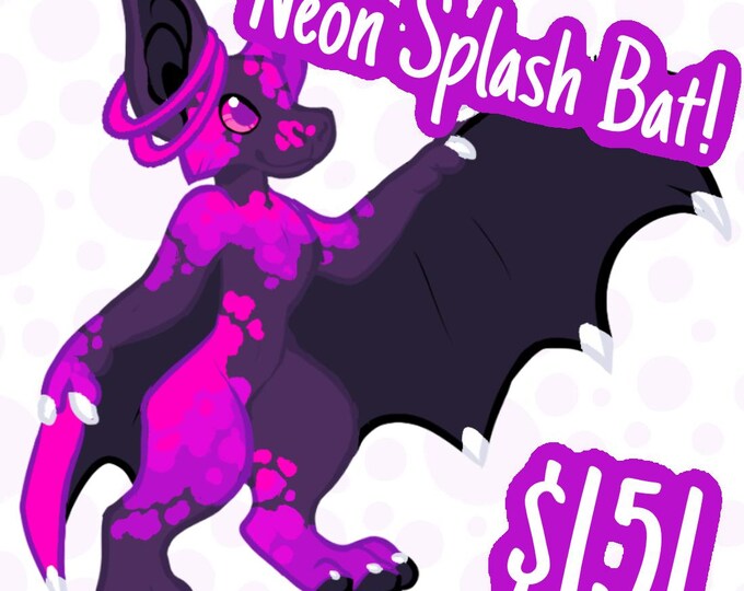 Neon Splash Bat Furry Character Adopt - Etsy