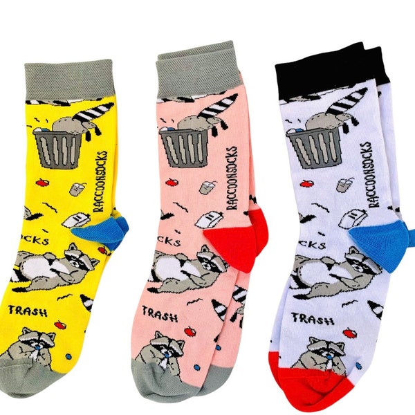 Calcetines de mapache para hombre y mujer / Calcetines de mezcla de algodón Calcetines con diseño de animales de moda de mapache divertido El mejor regalo Talla 4-9 UK y talla 9-12 UK (UE 36-45)