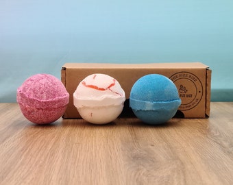 Handmade Bath Bomb Gift Set: Vegan Essential Oils, Shea Butter (3x180g)
