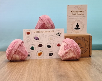 Mystery Crystal Bath Bomb Gift Set: Berry Scented, Vegan, Eco-Friendly