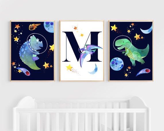 Personalised Space Dinosaur Name Print Boys Nursery Room Wall Art Picture Personalised Space Dinosaur Name Print Boys Nursery Room Wall Art Picture