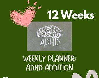 ADHD Weekly Quest List, Planner, To-Do List (12 weeks ONLY, digital download, PDF)