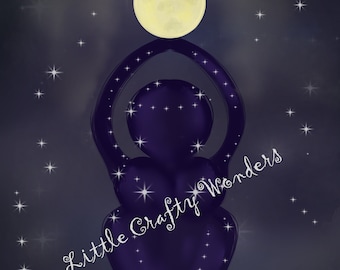 Moon Goddess illustration, digital art, digital illustration, goddess art, pagan art, PNG download
