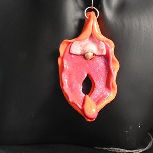 Orange and Pink mica Yoni pendant