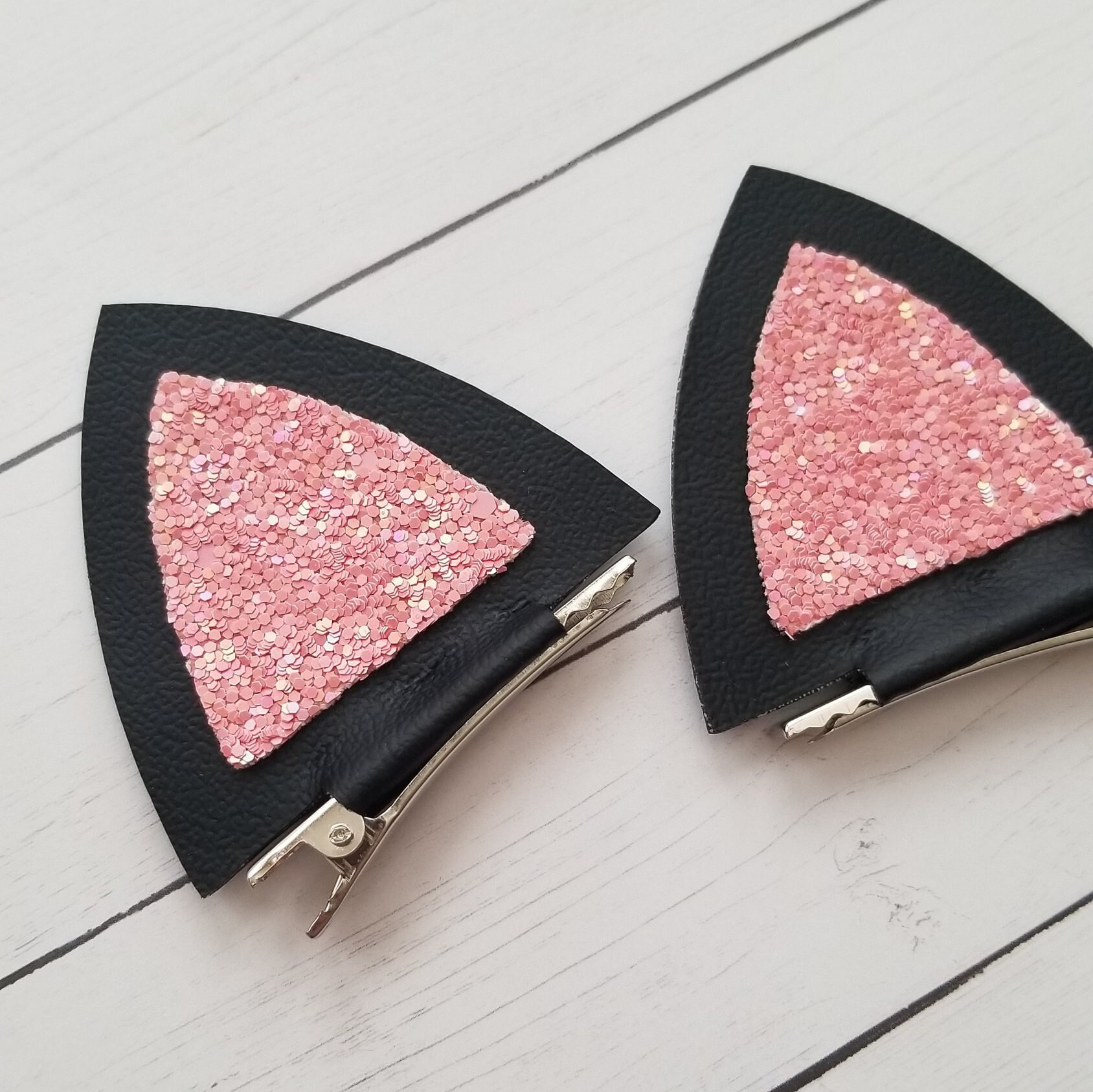 Black Cat Ears Black Cat Clip on Ears Cat Ear Hair Clips Etsy