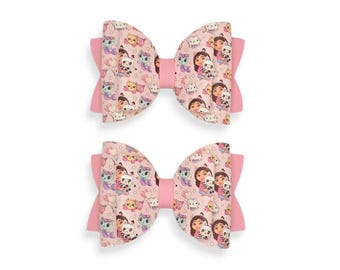 Doll House Pigtail Hair Bows, Doll House Hair Bow, Doll House Birthday Party, Doll House Piggies, White Cat Hair Bow