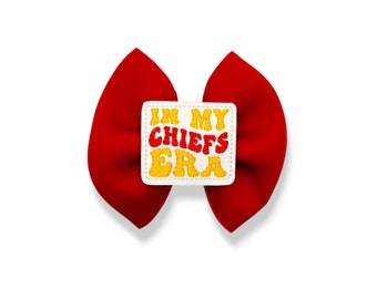 Red Kansas City Football Hair Bow, KC Chiefs Hair Bow, In My Era Hair Bow, Red Puff Hair Bow, Red Neoprene Hair Bow