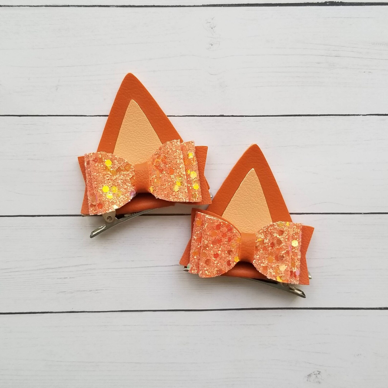 Orange Dog Ears Orange Dog Hair Clips Orange Dog Hair Bows Etsy
