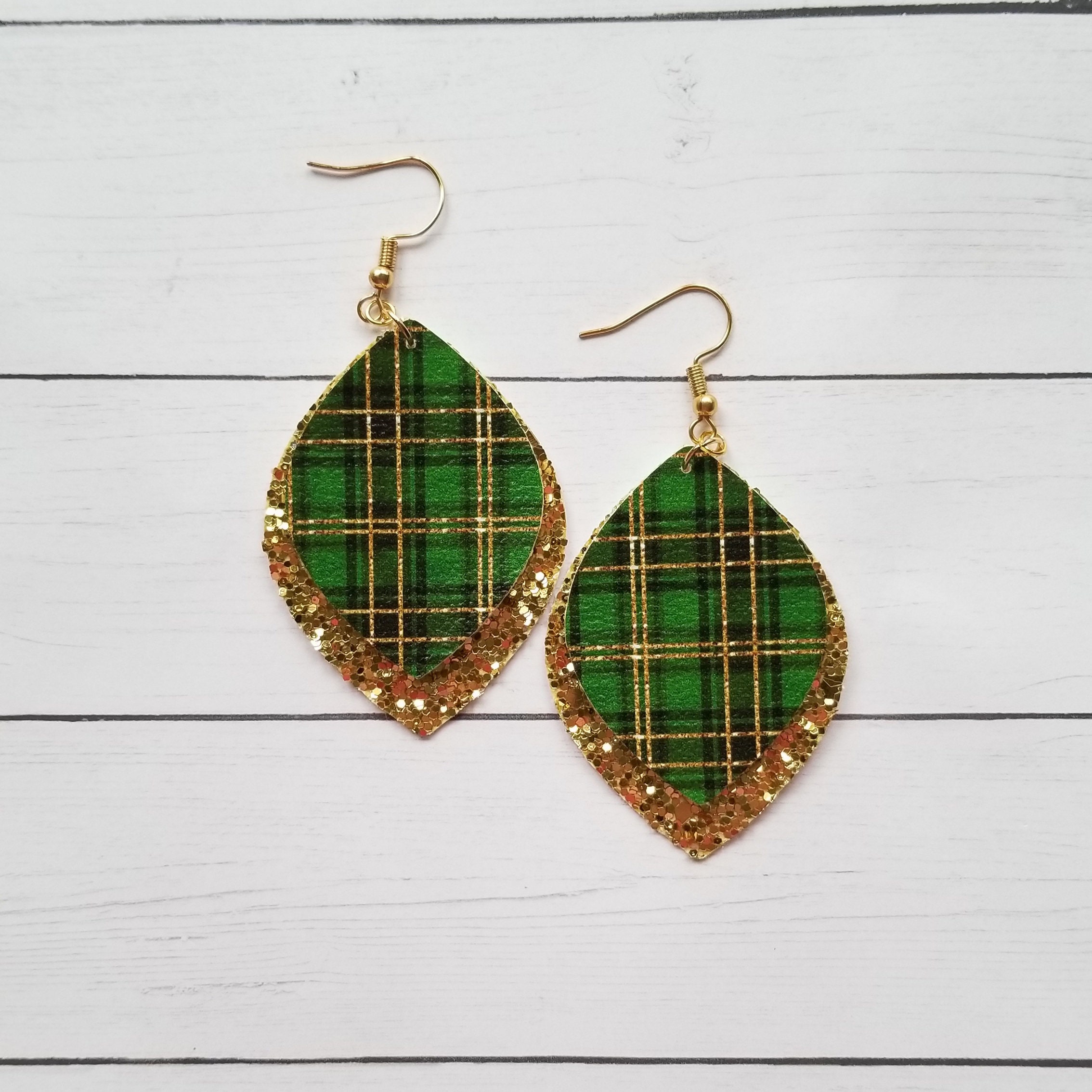 Tartan Plaid Earrings, Christmas Plaid Earrings, Red Tartan Plaid