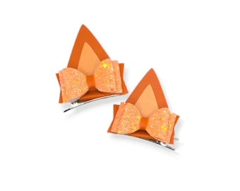Orange Dog Ears, Orange Dog Hair Clips, Orange Dog Hair Bows, Orange Dog Birthday, Heeler Dog Hair Bow, Heeler Dog Ears