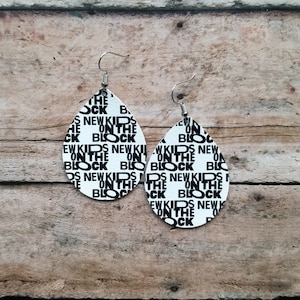 New Kids on the Block Vegan Leather Earrings NKOTB Earrings 90s Earrings Throwback Earrings 80s Earrings Blockhead Accessories Etsy