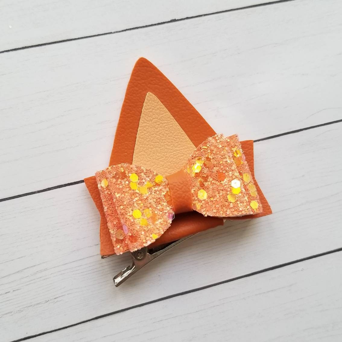 Orange Dog Ears Orange Dog Hair Clips Orange Dog Hair Bows Etsy