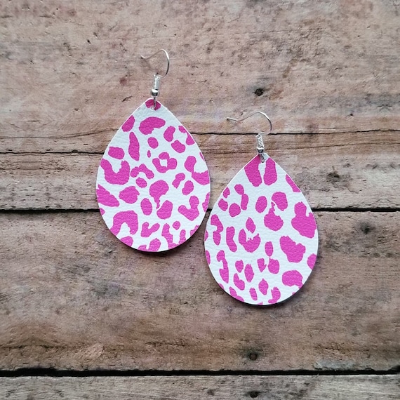 Hot Pink Cheetah Print Earrings Hot Pink Leopard Print Earrings