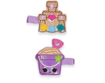 Beach Sandcastle Feltie Hair Clip Set, Summer Hair Clips, Sandcastle & Bucket Hair Clips, Feltie Hair Clips