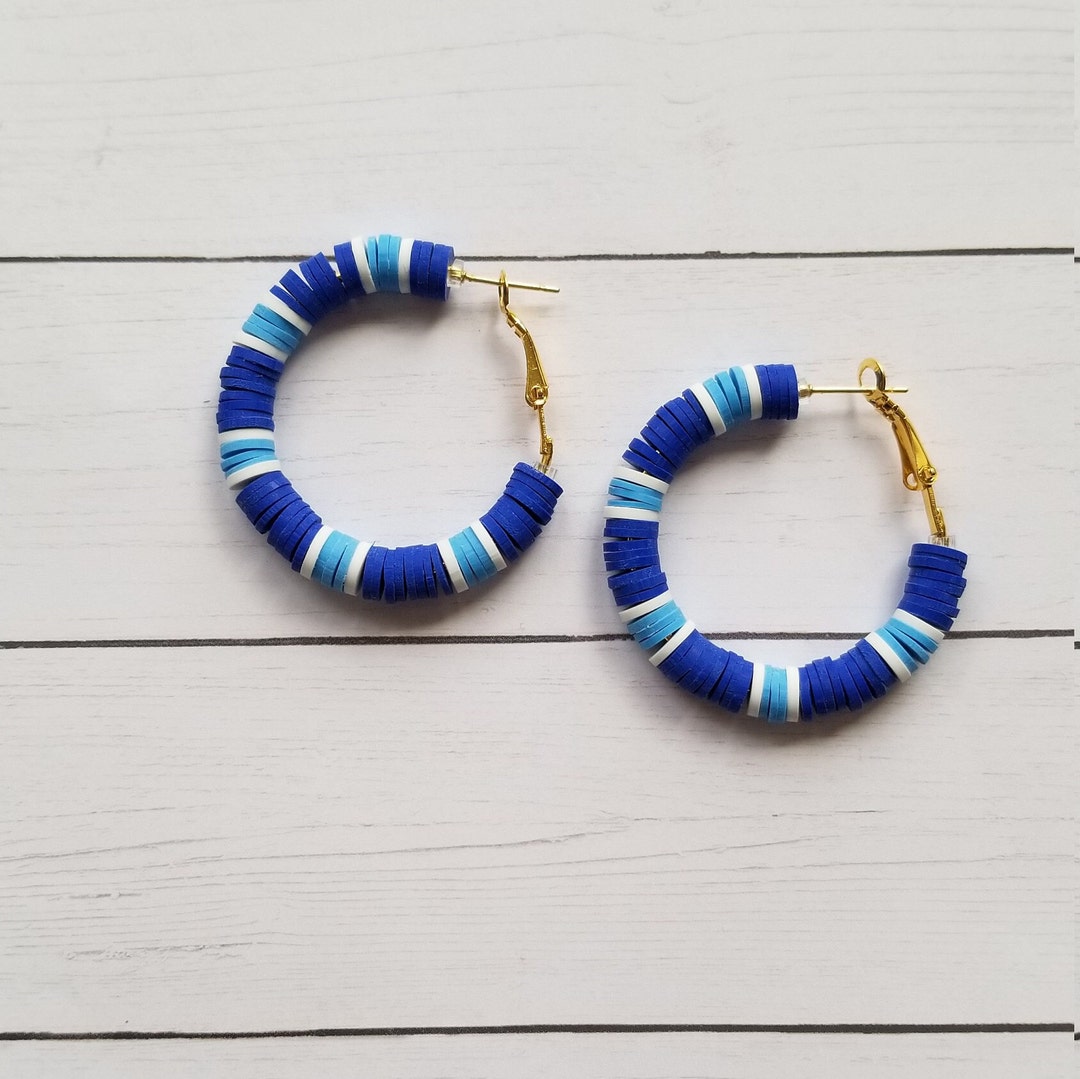 Blue & Light Blue Hoop Earrings Kansas City Baseball Inspired - Etsy