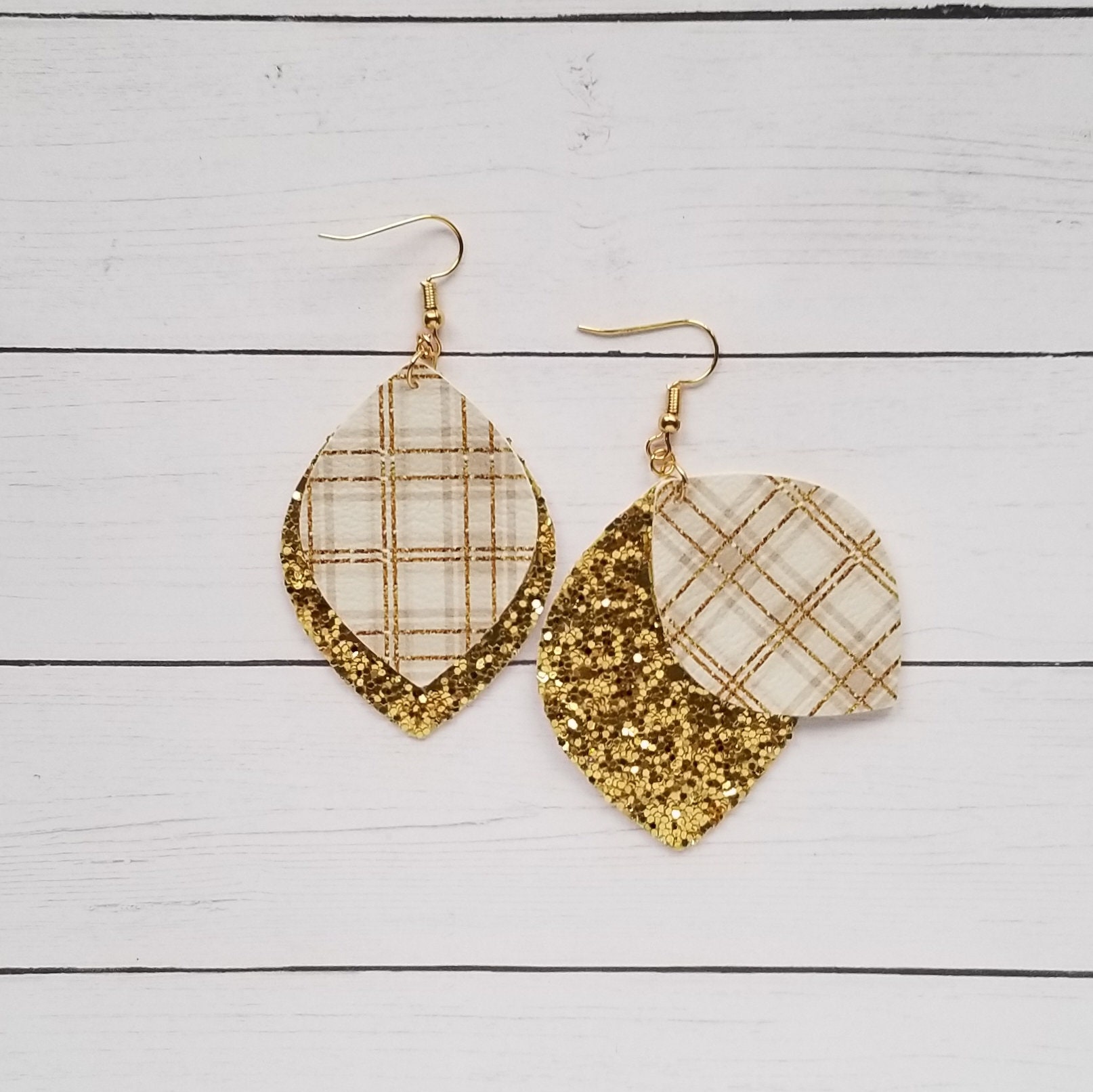 Tartan Plaid Earrings, Christmas Plaid Earrings, Red Tartan Plaid