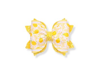 Lemon Hair Bow, Yellow Lemon Hair Bow, Summer Fruit Hair Bow, Yellow Lemons Hair Bow