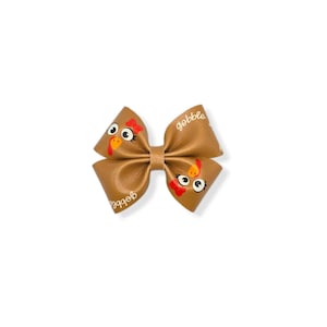 Thanksgiving Turkey Hair Bow, Turkey Bow on Nylon Headband, Thanksgiving Turkey Headband, Turkey Hair Bow, Thanksgiving Hair Bow