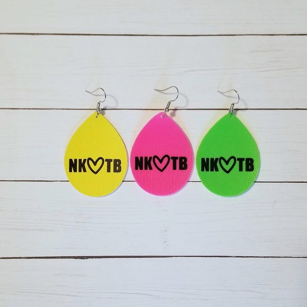 New Kids on the Block Vegan Leather Earrings, NKOTB Earrings, 90s Earrings, Throwback Earrings, 80s Earrings, Blockhead Accessories