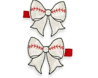 Baseball Bow Hair Clip Set, Baseball Hair Clips, Baseball Bow Hair Clips, Feltie Hair Clips, Baseball Sister Feltie Hair Clips
