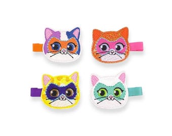 Kitties Hair Clips, Hero Kitties Hair Clips, Feltie Hair Clips, Kitties Birthday Party