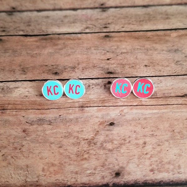 Current Soccer Earrings, Current Stud Earrings, Red and Teal Earrings, KC Soccer Earrings, KC Teal Earrings, Kansas City Women's Soccer