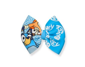 Blue Sister Dog Puff Bow, Blue Dog Hair Bow, Blue Sister Dog Hair Bow, Blue Dog Birthday Hair Bow