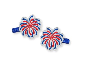 Firework Feltie Hair Clip Set, 4th of July Hair Clips, Patriotic Hair Clips, Feltie Hair Clips