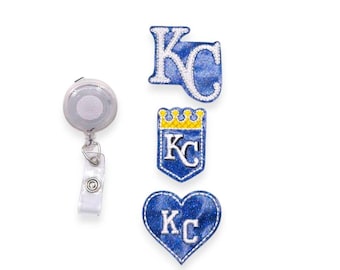 Badge Reel Toppers, KC Badge Reels, KC Blue Badge Reel Toppers, Kansas City Badge Reel Collection