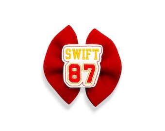 Red Kansas City Football Hair Bow, Chiefs Hair Bow, #87 Hair Bow, Red Puff Hair Bow, Red Neoprene Hair Bow, Swift Hair Bow