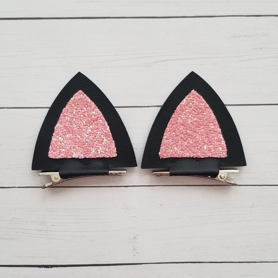 Black Cat Ears Black Cat Clip on Ears Cat Ear Hair Clips Etsy
