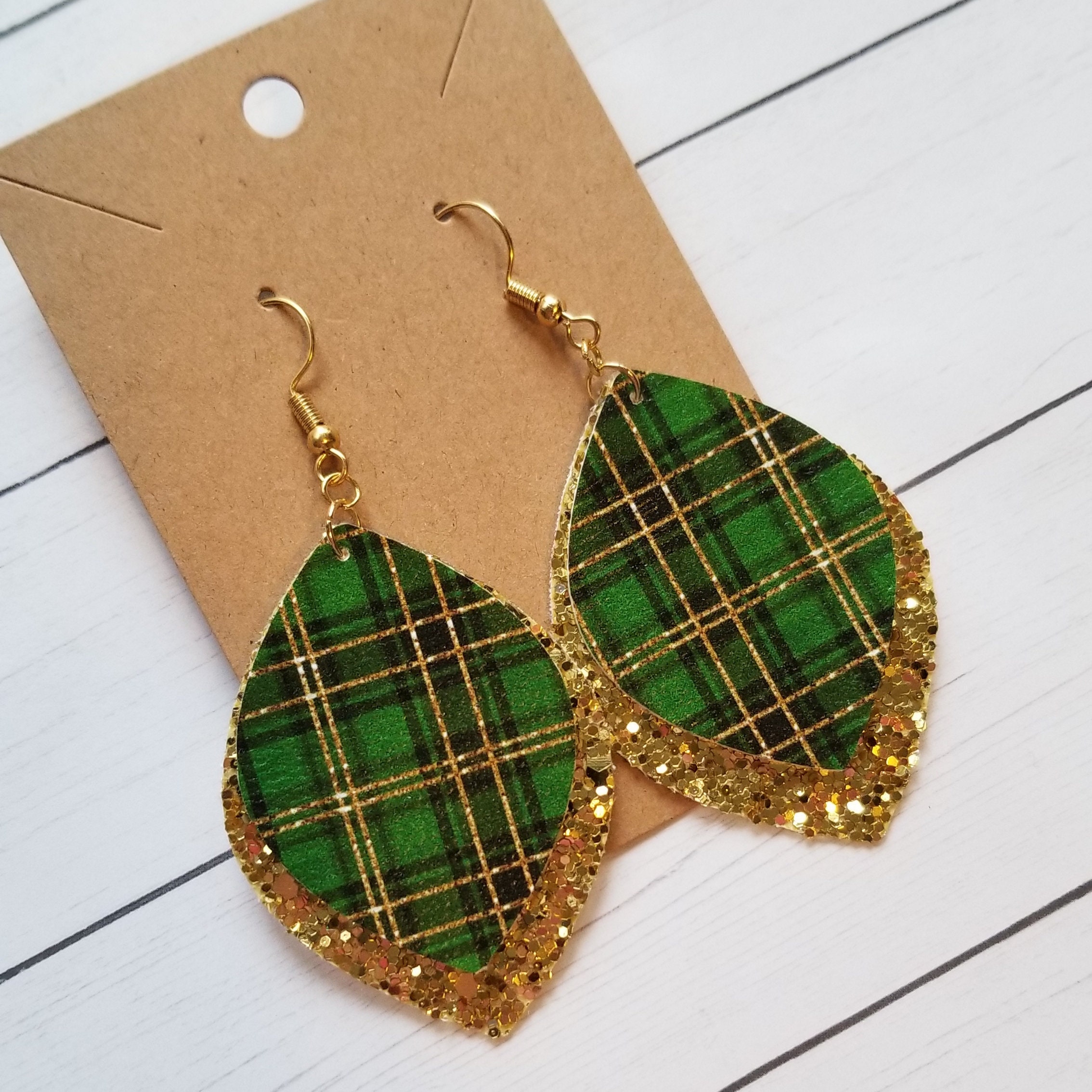 Tartan Plaid Earrings, Christmas Plaid Earrings, Red Tartan Plaid