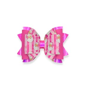 Hot Pink Santa Hair Bow, Pink Santa Hair Bow, Christmas Hair Bow, Santa Hair Bows