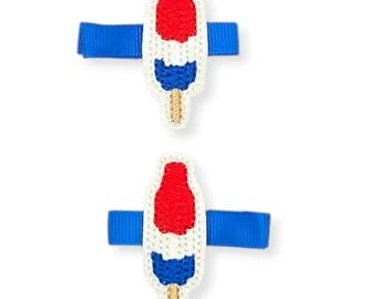 Patriotic Ice Pop Hair Clip Set, 4th of July Hair Clips, Patriotic Hair Clips, Feltie Hair Clips