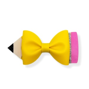 Pencil Hair Bow, Pencil Piggies, School Hair Bow, Pencil Pigtail Bows, Pencil Bows, Back to School Piggies, Back to School Hair Bow