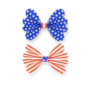 American Flag Piggies, Patriotic Pigtail Hair Bows, 4th of July Piggies, American Flag Pigtail Bows, Patriotic Piggies