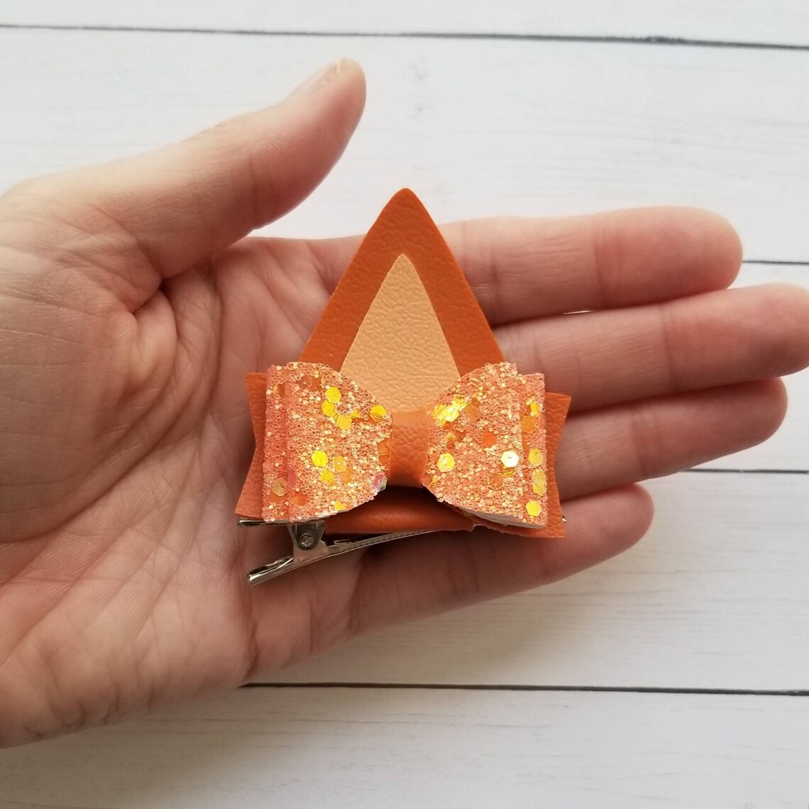 Orange Dog Ears Orange Dog Hair Clips Orange Dog Hair Bows Etsy