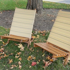 Premium Teak Beach Chairs (Pair) - Indoor/Outdoor Elegance with Foldable Convenience