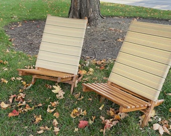 Premium Teak Beach Chairs (Pair) - Indoor/Outdoor Elegance with Foldable Convenience