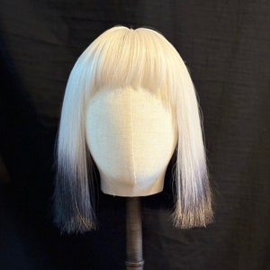 Straight Platinum  Blonde and Black Ombre with Fringe Synthetic Wig