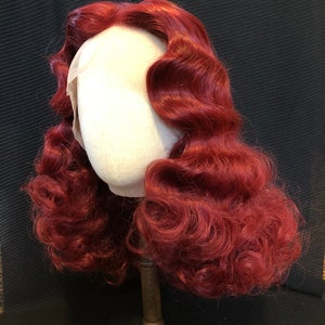 Jessica Rabbit Synthetic Front Lace Wig Glamorours Mid Lenght Wave Red Wig