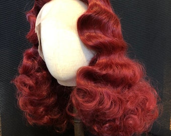Jessica Rabbit Peluca sintética con encaje frontal Glamorours Peluca roja ondulada de longitud media