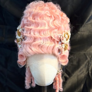 18th Century Marie Antoniette Rococco Bridgerton Style  Pink Lace Front Syntetic Hair