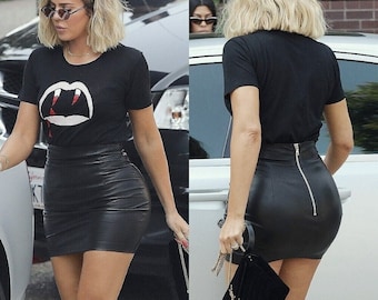 Handmade womens Leather skirt, womens Black leather skirt, Womens Mini skirt, women Hot skirt, Club skirt, High waist skirt, tight skirts
