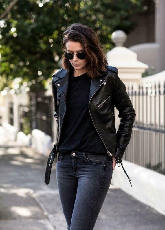 womens black leather dress jacket Two-Toned Black Leather Dress Coat