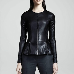 Handmade Womens Leather jacket, Real leather womens jacket, Jacket for womens, Black leather jacket, Hot jacket, Mini jacket, Biker  jacket