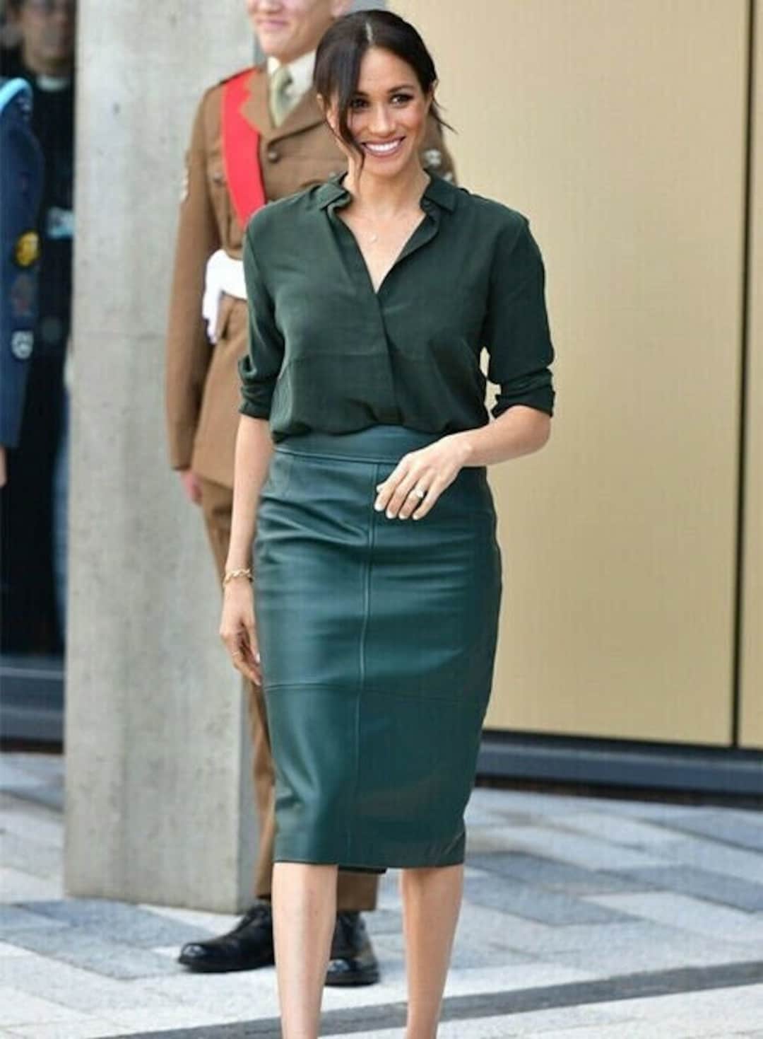 Dark green top pencil long skirt